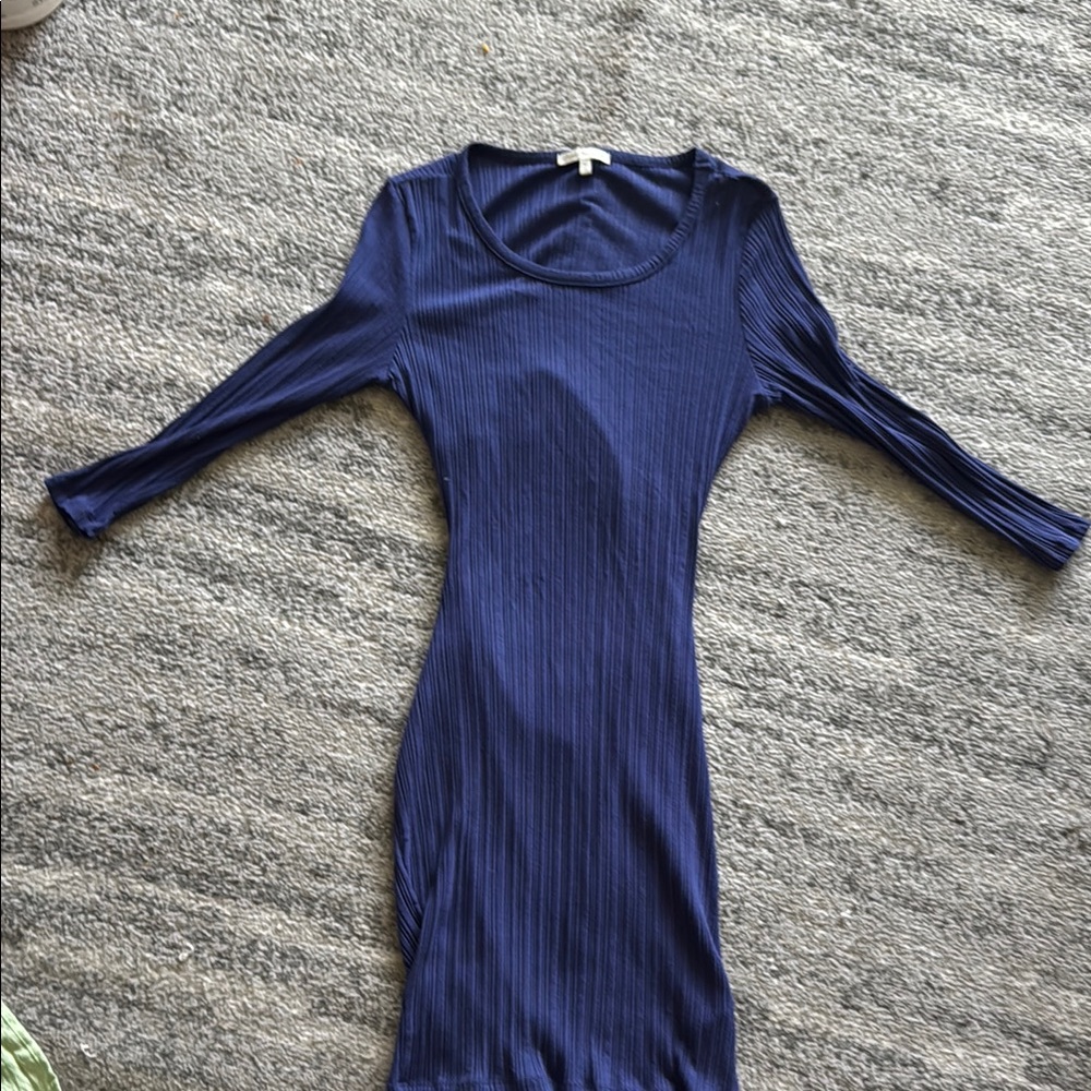 Elegant Blue Ribbed Dress